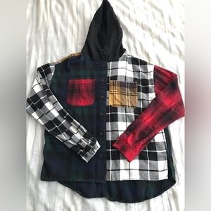 Forever 21 hoodie flannel plaid small